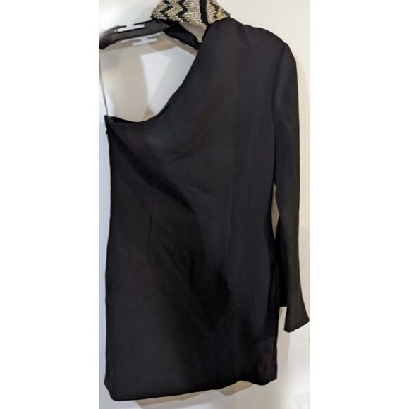 RACHEL Zoe | Quinton One-shoulder Embellished Crepe Mini Dress In Black - Picture 8 of 16